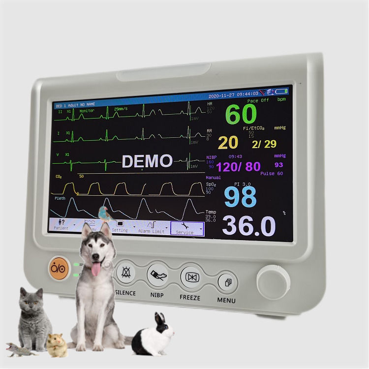 Langlebiger 7-Zoll-Vitalzeichenmonitor Multiparameter-Monitor Veterinär-Vitalzeichenmonitor