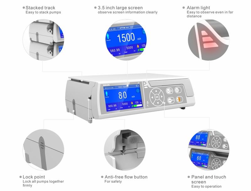 Metall-Infusionspumpe mit eingebauter Batterie, hochwertige Infusionspumpe